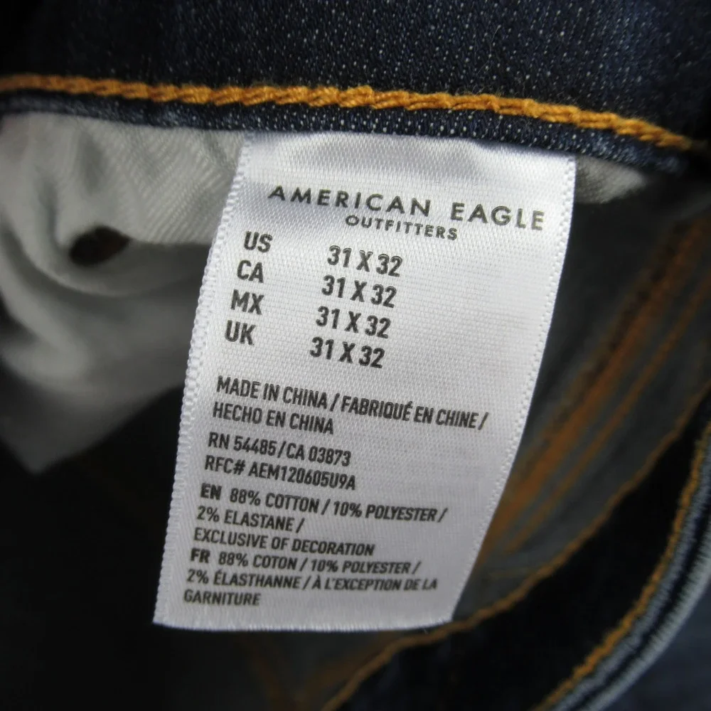 American Eagle Flex Slim Straight Jeans Mens 31x32 Medium Wash Blue Denim 3447